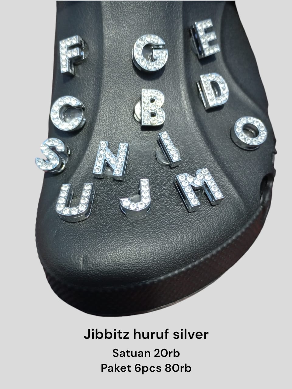 JIBBITS-PAKET JIBBIT HURUF SILVER 6PCS-berkah, sehat, bahagia selalu. Senyum aja dulu